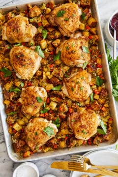 Sheet Pan Chicken and Stuffing