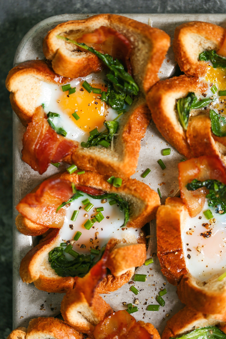 Bacon and Egg Toast Cups - The classic American breakfast all into one muffin! Just layer the bread, bacon and eggs. They are sure to be a crowd-pleaser!